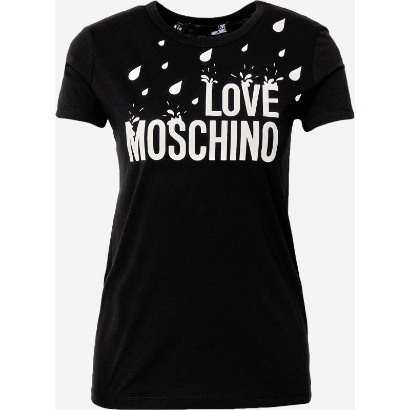 LOVE MOSCHINO-All Over Drops T-Shirt - Black