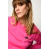 PINKO - PULLOVER WITH LOVE BIRDS JEWEL EMBROIDERY -FUCSIA