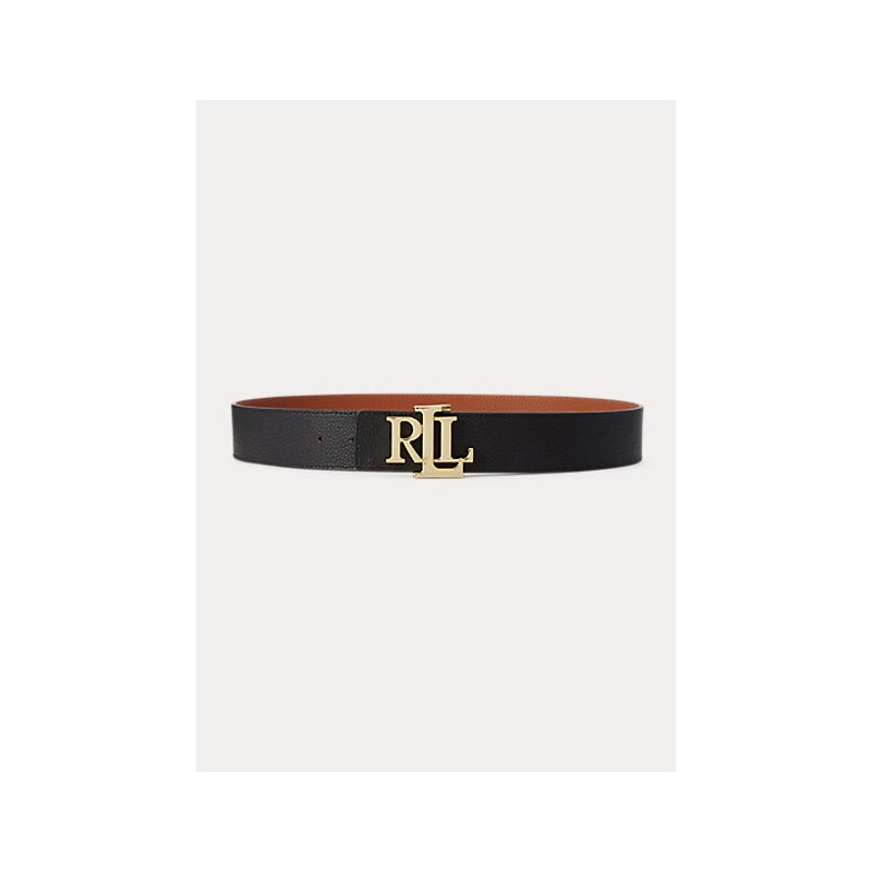 POLO RALPH LAUREN  -Reversible Leather Belt  3 Cm - Black/Leather  Tan -
