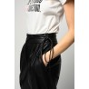 PINKO - RAPITO LEATHER-LOOK TROUSERS WITH NARROW BELT - BLACK