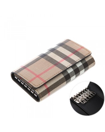 BURBERRY - Snap-Buttoned Check Key Wallet - Beige