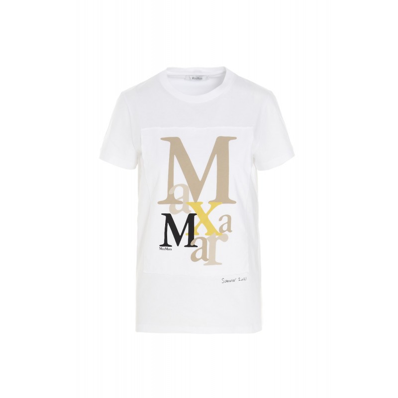 MAX MARA - T-Shirt HUMOUR - Bianco/Cammello/Giallo