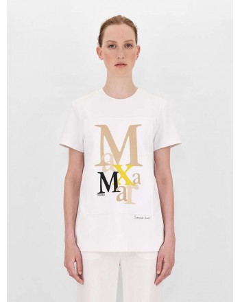 MAX MARA - T-Shirt HUMOUR - Bianco/Cammello/Giallo