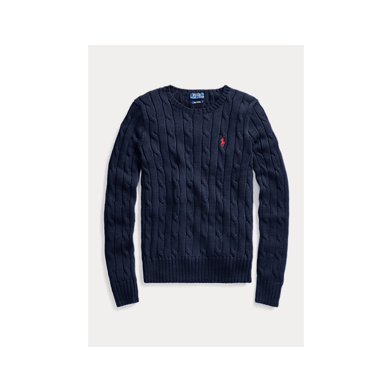 POLO RALPH LAUREN  - Crewneck Sweater Cable Knit- Blue -