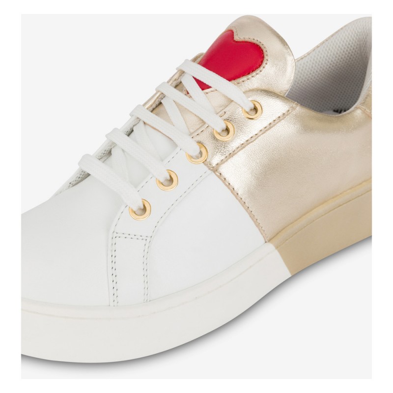 LOVE MOSCHINO - Backside Logo Sneakers  - White/Gold