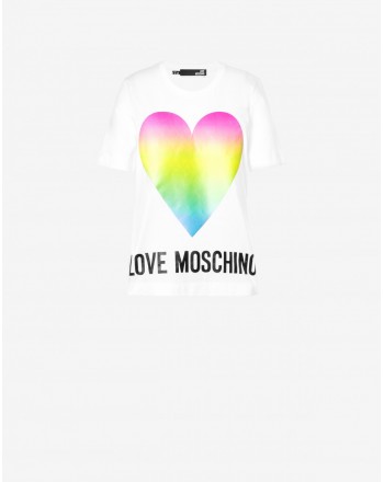 LOVE MOSCHINO - Heart Cotton T-Shirt - White