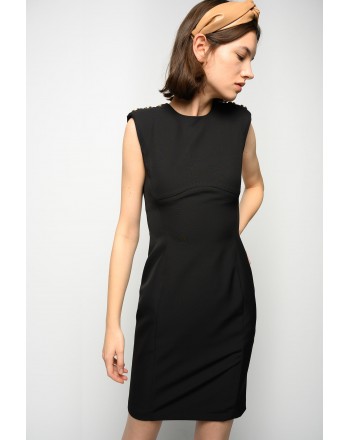 PINKO - INSICURO SHEATH DRESS WITH GOLD BUTTONS - BLACK