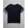 FAY - Striped sleeve T-shirt - Navy