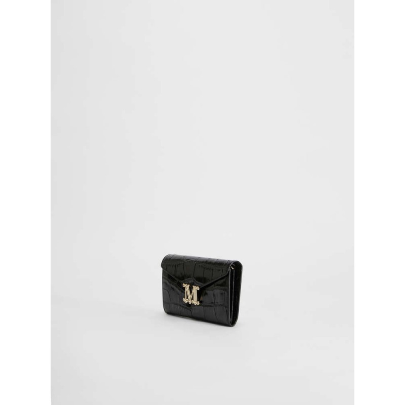 MAX MARA - Crocodile print leather wallet  - Black -