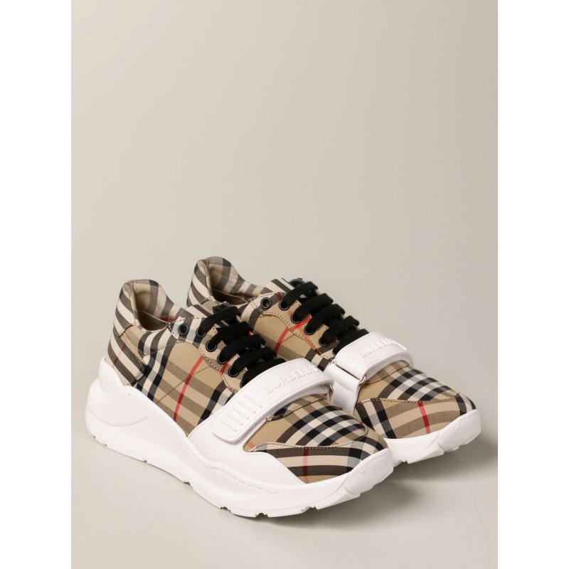BURBERRY - Sneakers in tela check - Archive Beige