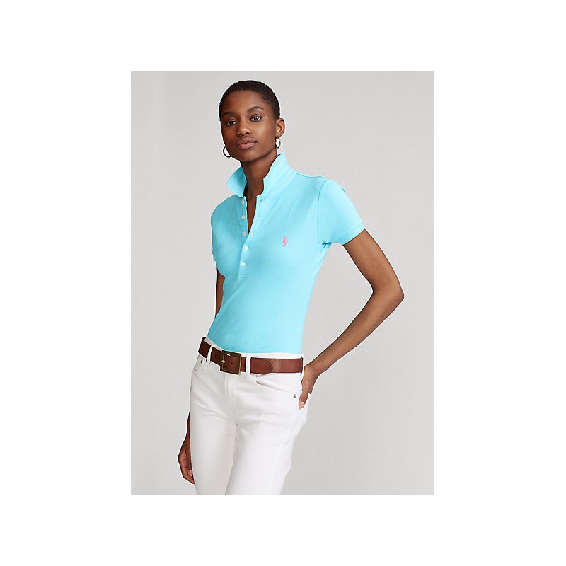 POLO RALPH LAUREN  - Basic 2-Button Polo Shirt - Turquoise -