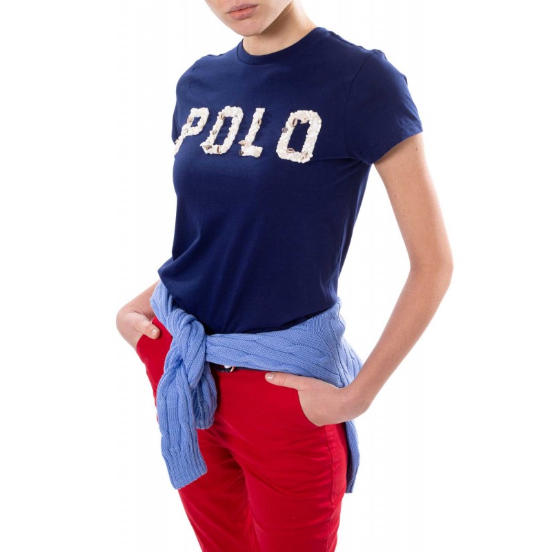 POLO RALPH LAUREN  - T-Shirt in jersey con Conchiglie - Blu -