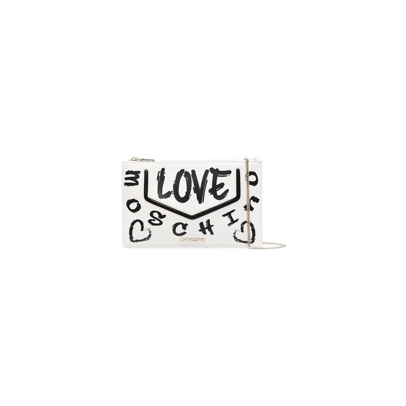 LOVE MOSCHINO - Pochette Logo Graffiti - Bianco/Nero