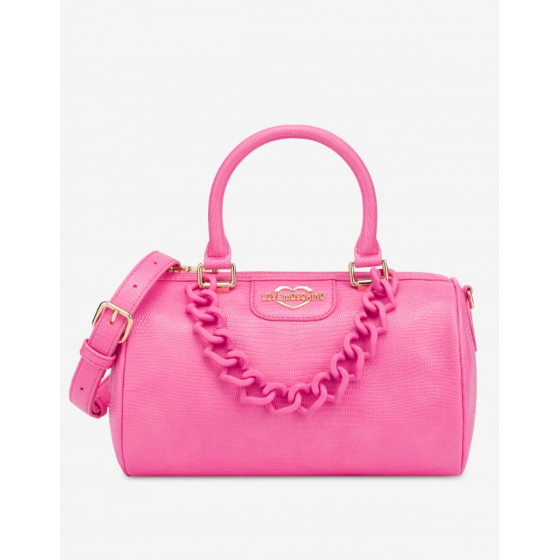 LOVE MOSCHINO - HEART CHAIN Top Case Bag - Pink