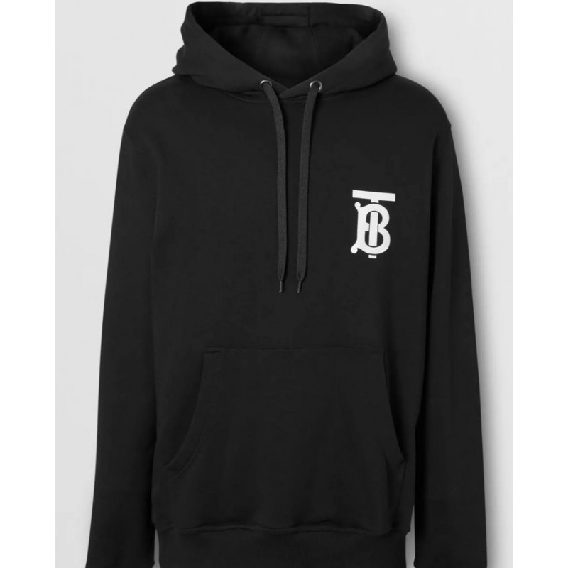 BURBERRY - Cotton hoodie with monogram - Black