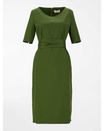S MAX MARA - LIRICHE Stretch Cotton Dress - Dark Green