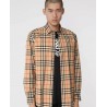 BURBERRY - Cotton poplin shirt with check pattern - Archive Beige