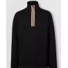 BURBERRY - Sweatshirt with funnel neck and stripe detail - Black