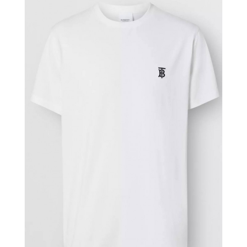 BURBERRY - Cotton T-shirt with monogram - White