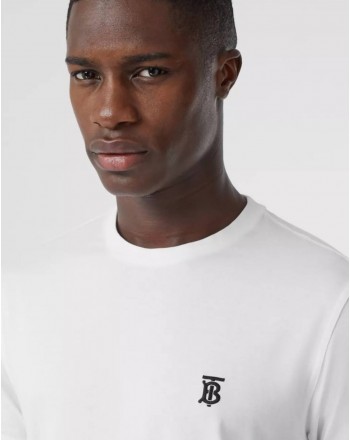 BURBERRY - T-shirt in cotone con monogramma - Bianco