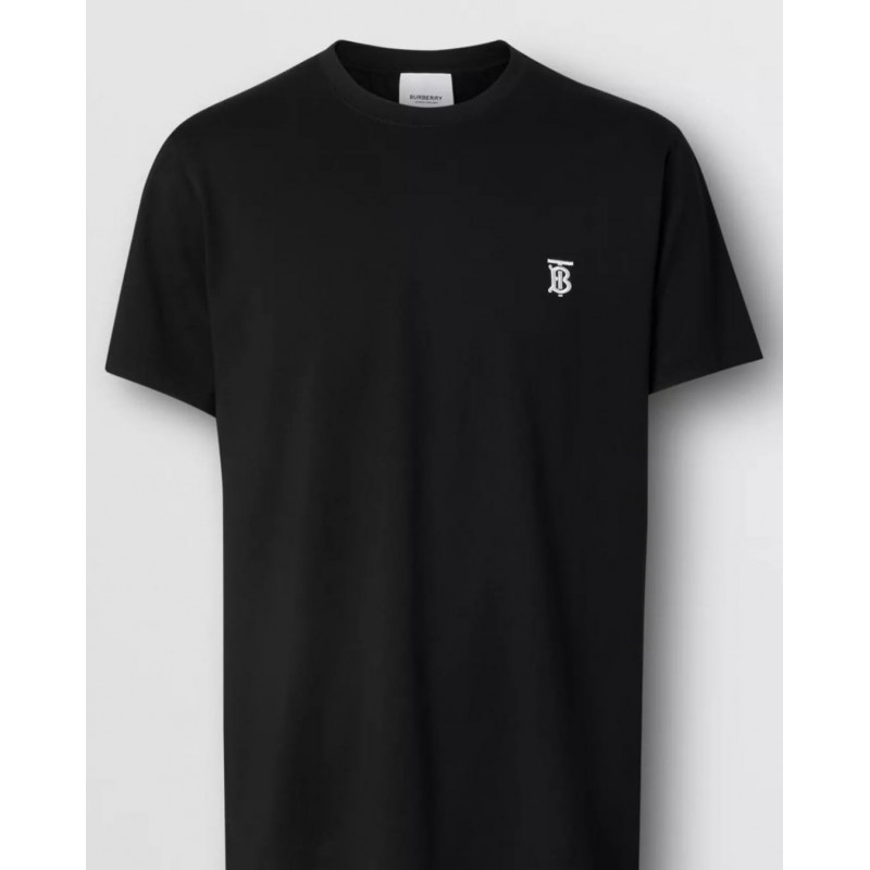 BURBERRY - T-Shirt In Cotone Con Monogramma - Nero