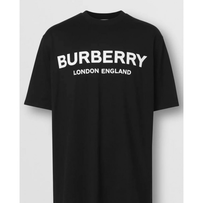 BURBERRY - Cotton T-shirt with logo - Black