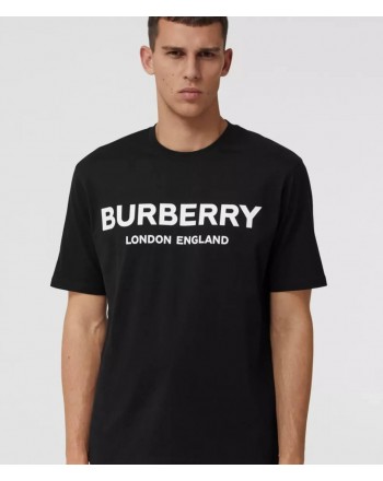 BURBERRY - T-shirt in cotone con logo - Nero
