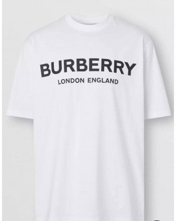 BURBERRY - Cotton T-shirt with logo - White
