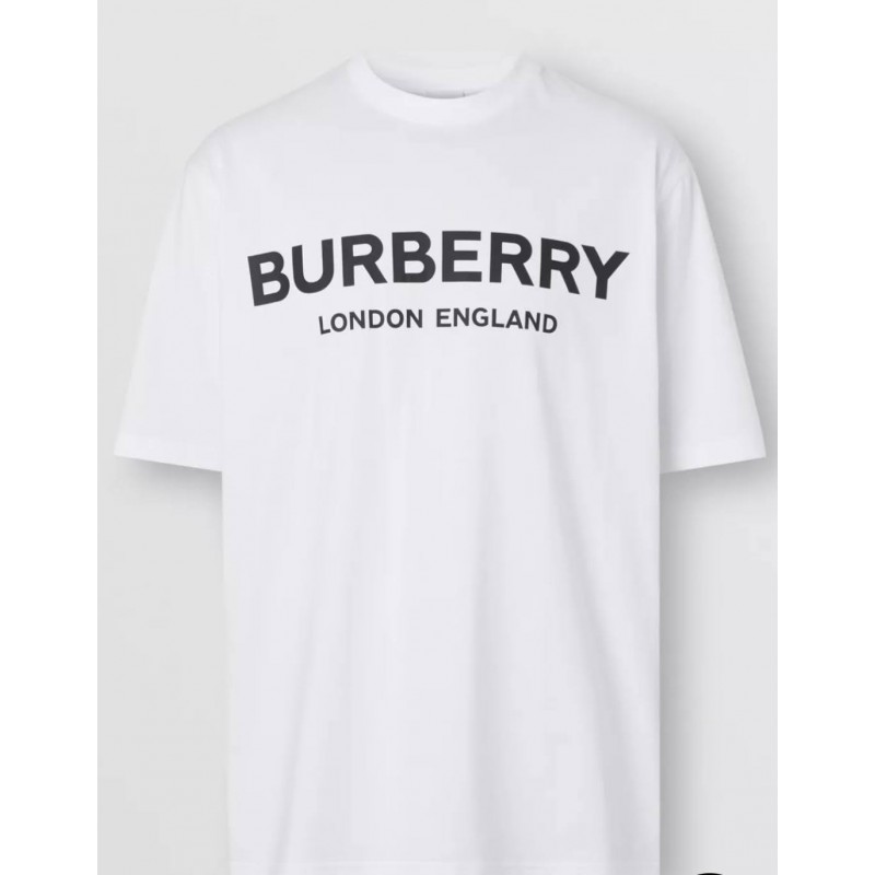 BURBERRY - Cotton T-shirt with logo - White
