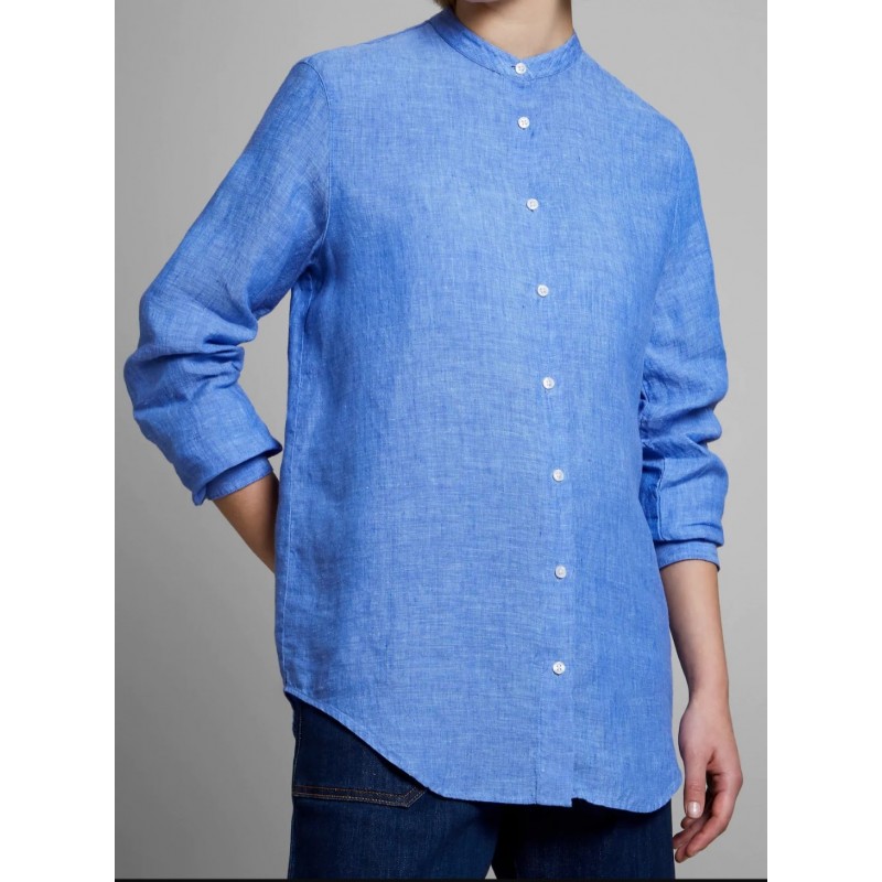 FAY - Camicia Collo alla Coreana - Azzurro Chiaro