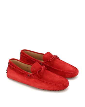TOD'S - Suede Loafer with Lacing - Red