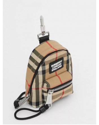 BURBERRY - Charm backpack with check pattern - Archive Beige