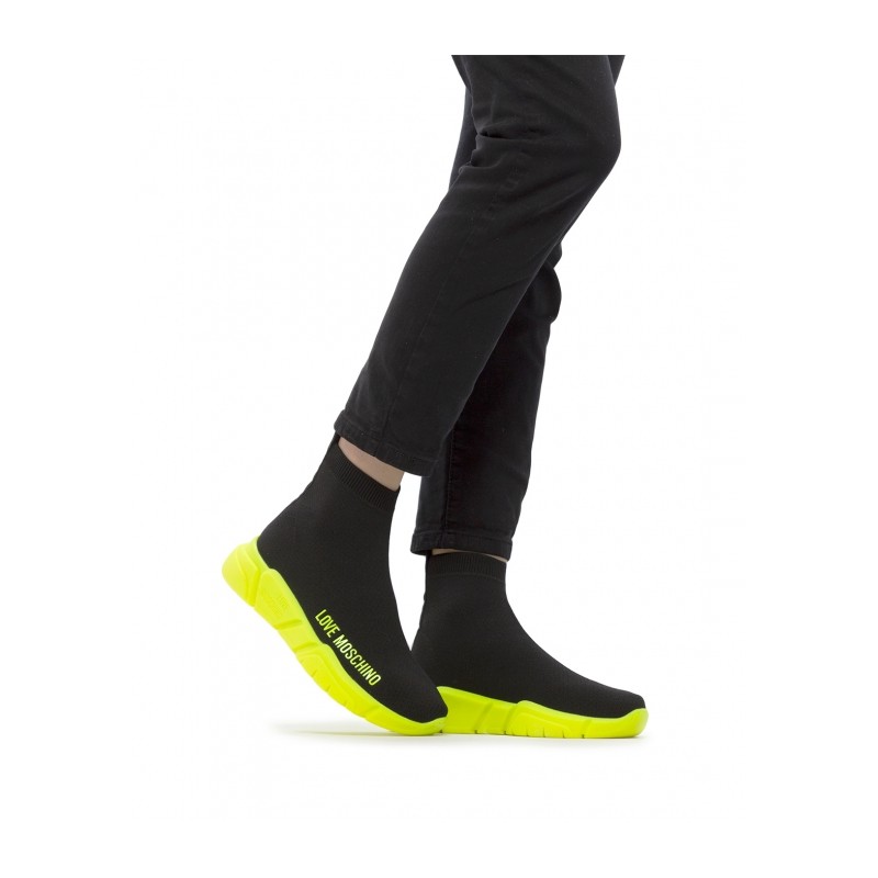LOVE MOSCHINO - Sock Sneakers -Black/Yellow