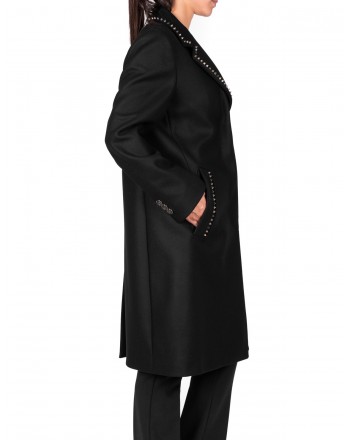 VERSACE COLLECTION - Cappotto  con borchie in lana e cashmere - Nero