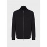 EMPORIO ARMANI - Full zip double jersey sweatshirt - Black -