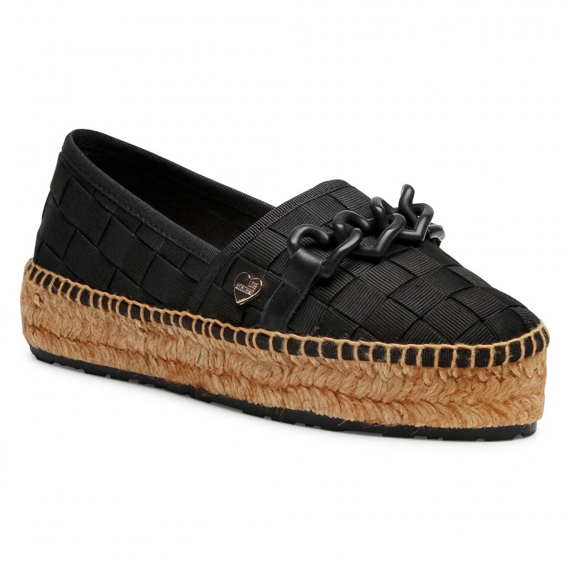 LOVE MOSCHINO - Espadrilles Shoes with Crossed Bands - Black