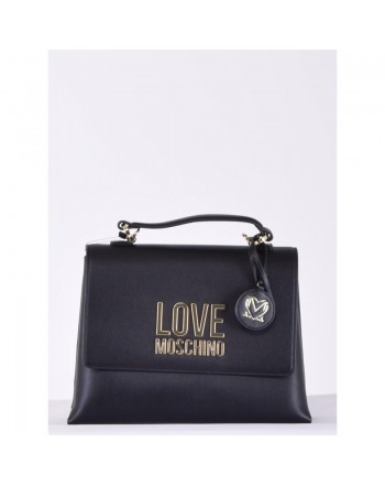 LOVE MOSCHINO - Gold Metal Logo handbag - Black -