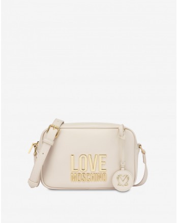 LOVE MOSCHINO - Camera Bag Gold Metal Logo - ivory