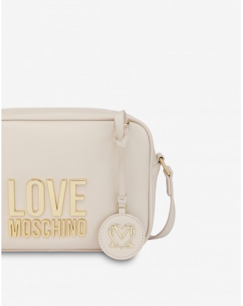 LOVE MOSCHINO - Camera Bag Gold Metal Logo - ivory