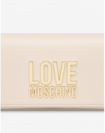 LOVE MOSCHINO - Pochettina Gold Metal Logo - Avorio -