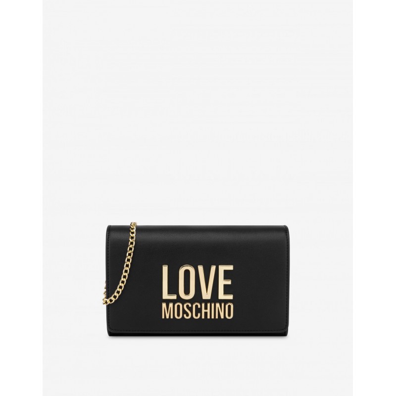 LOVE MOSCHINO - Gold Metal Logo Pochettina - Black -