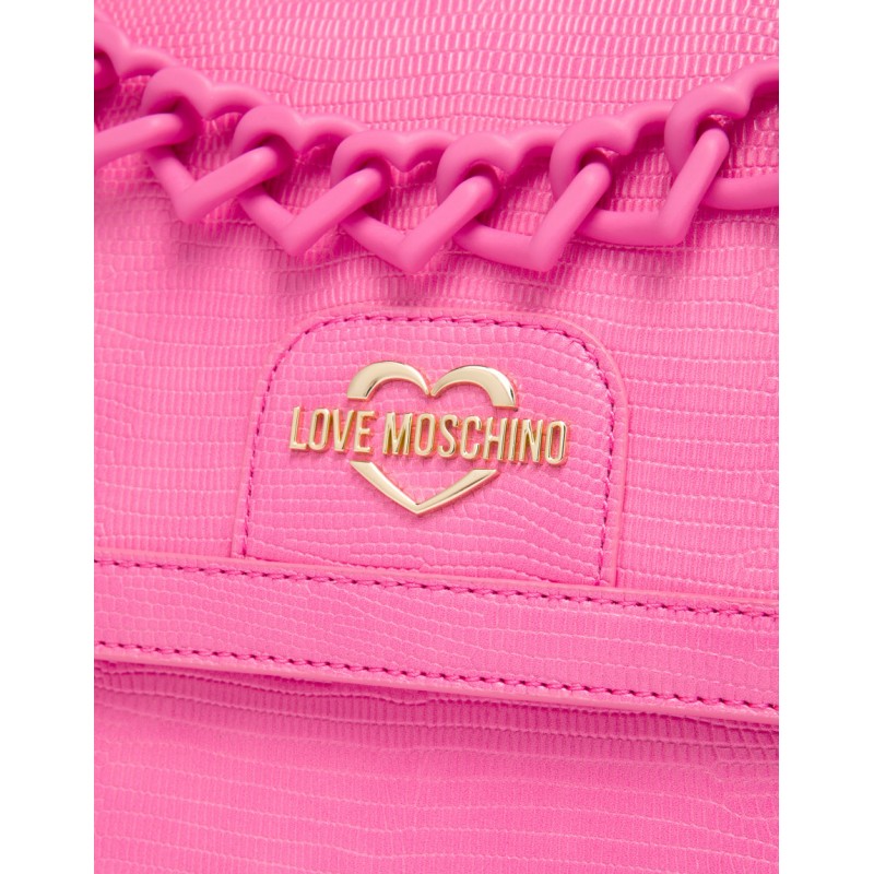 LOVE MOSCHINO - Heart Chain Shoulder Bag - Pink -
