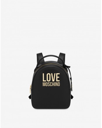 LOVE MOSCHINO - Gold Metal Logo Backpack - Black -