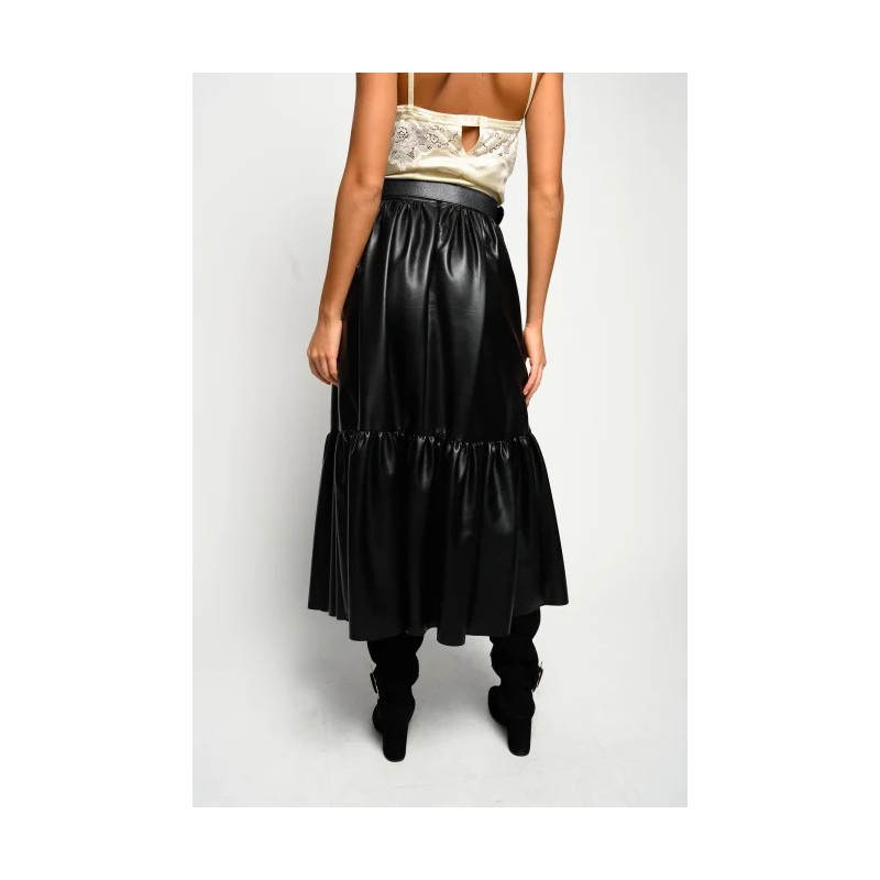 PINKO - Leather-Like Maxi Skirt ASTERISMO 1 - Black