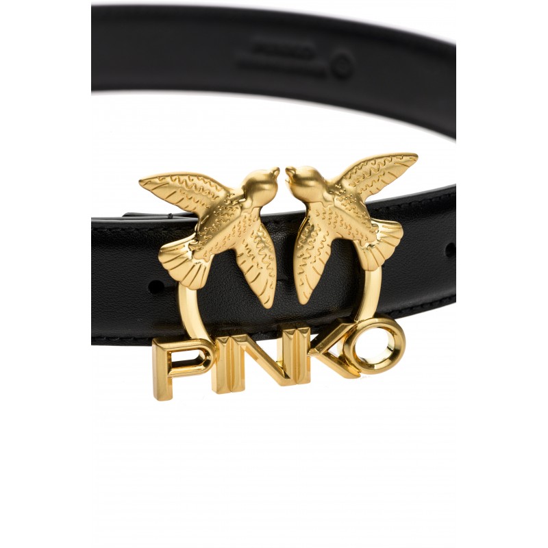 PINKO - Cintura LOVE BIRDS LOGO -IN PELLE- Nero -