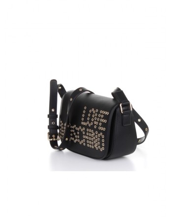 LOVE MOSCHINO - Shoulder bag with front studded logo - Black -