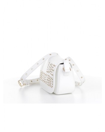 LOVE MOSCHINO - Shoulder bag with front studded logo - White -