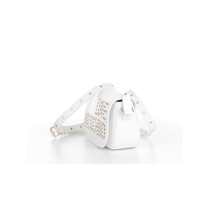 LOVE MOSCHINO - Shoulder bag with front studded logo - White -