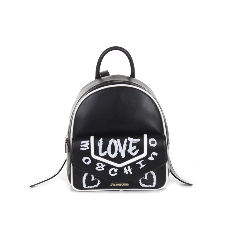 LOVE MOSCHINO Graffiti Logo Backpack -Black/White [Woman] Elsa Boutique