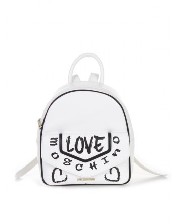 LOVE MOSCHINO - Graffiti Logo Backpack - White/Black